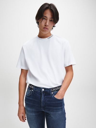 Calvin Klein Ruhák HU294884 | Calvin Klein Organic Cotton Logo Collar Férfi Póló Világos Fehér